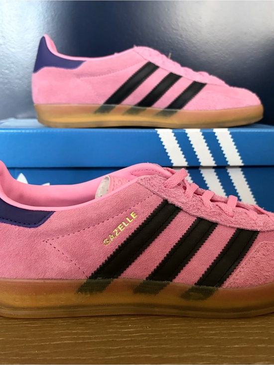 adidas Shoes - adidas Pink Suede Sneakers with black Stripes